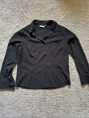 Croft and Barrow Women's Black Button-Front Collared Blouse